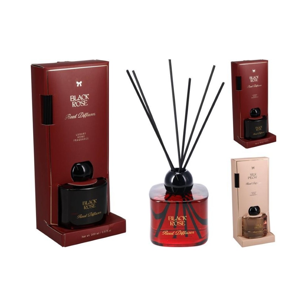 DIFFUSORE 200 ML. VETRO ROSSO ROSA H.8